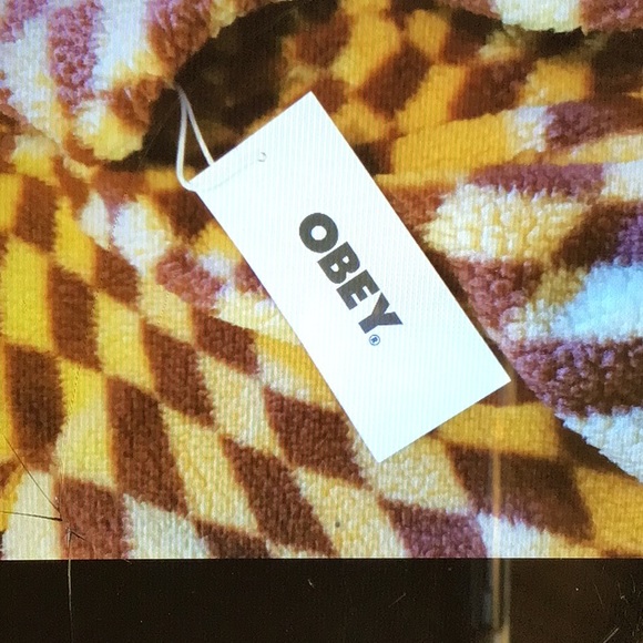 NEW! OBEY Checkered popover fleece jacket - Picture 5 of 8